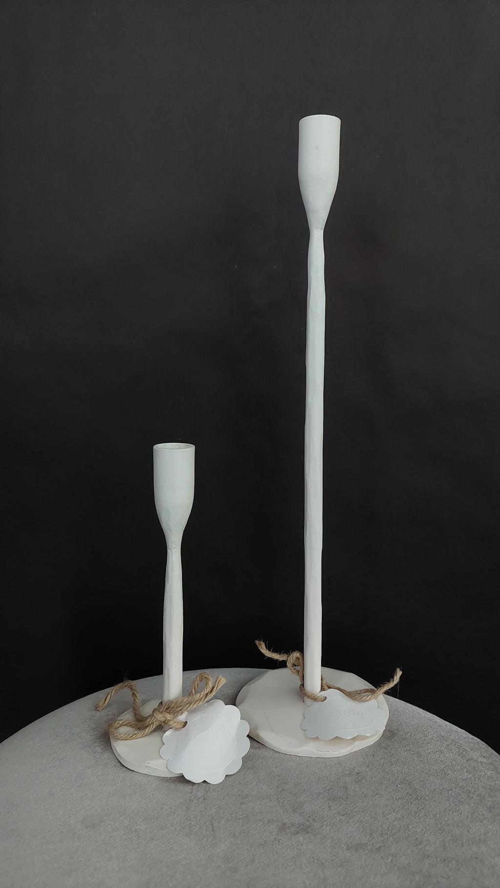 Kaarsenstandaard steen beige groot