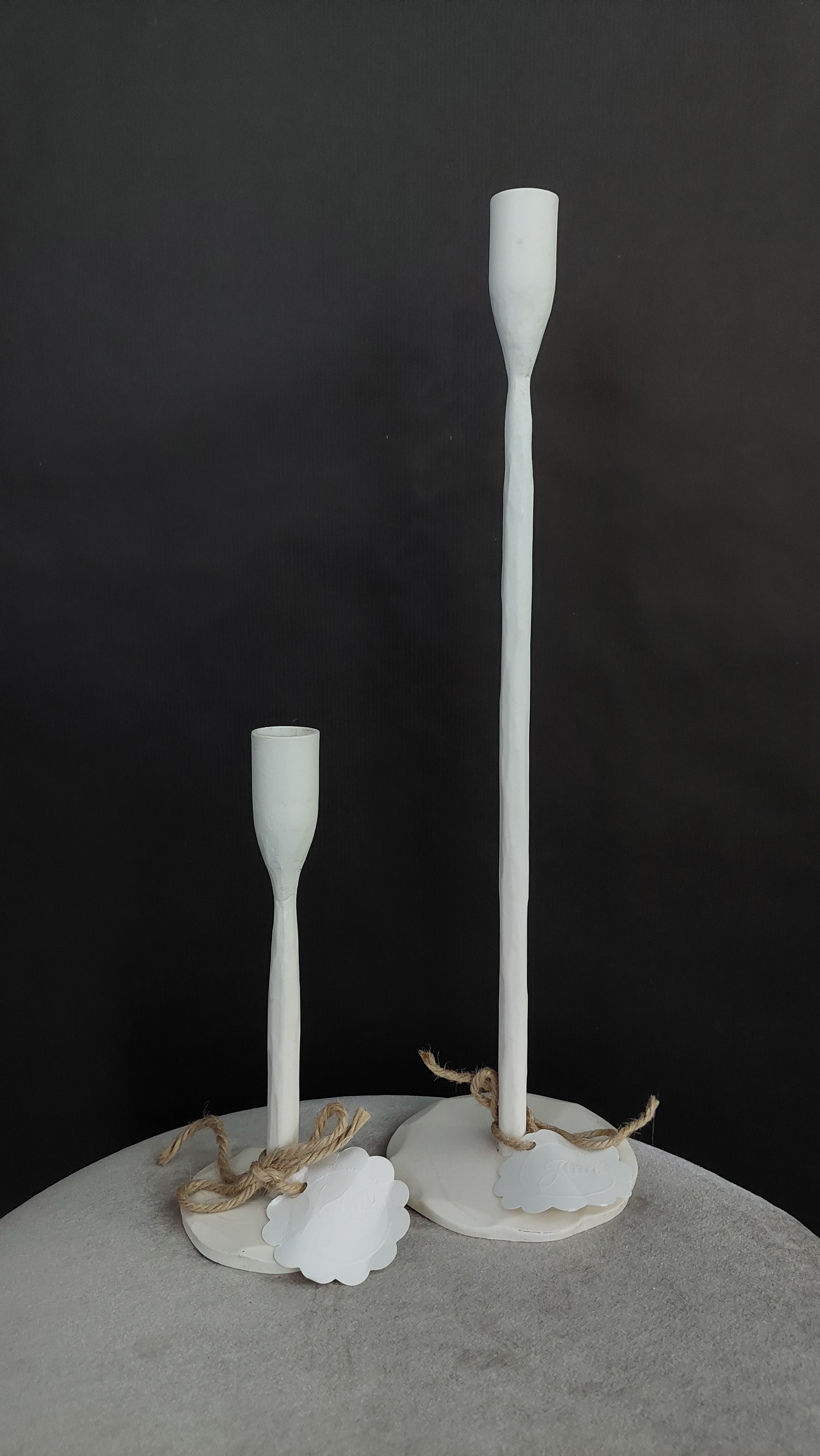 Kaarsenstandaard steen beige klein