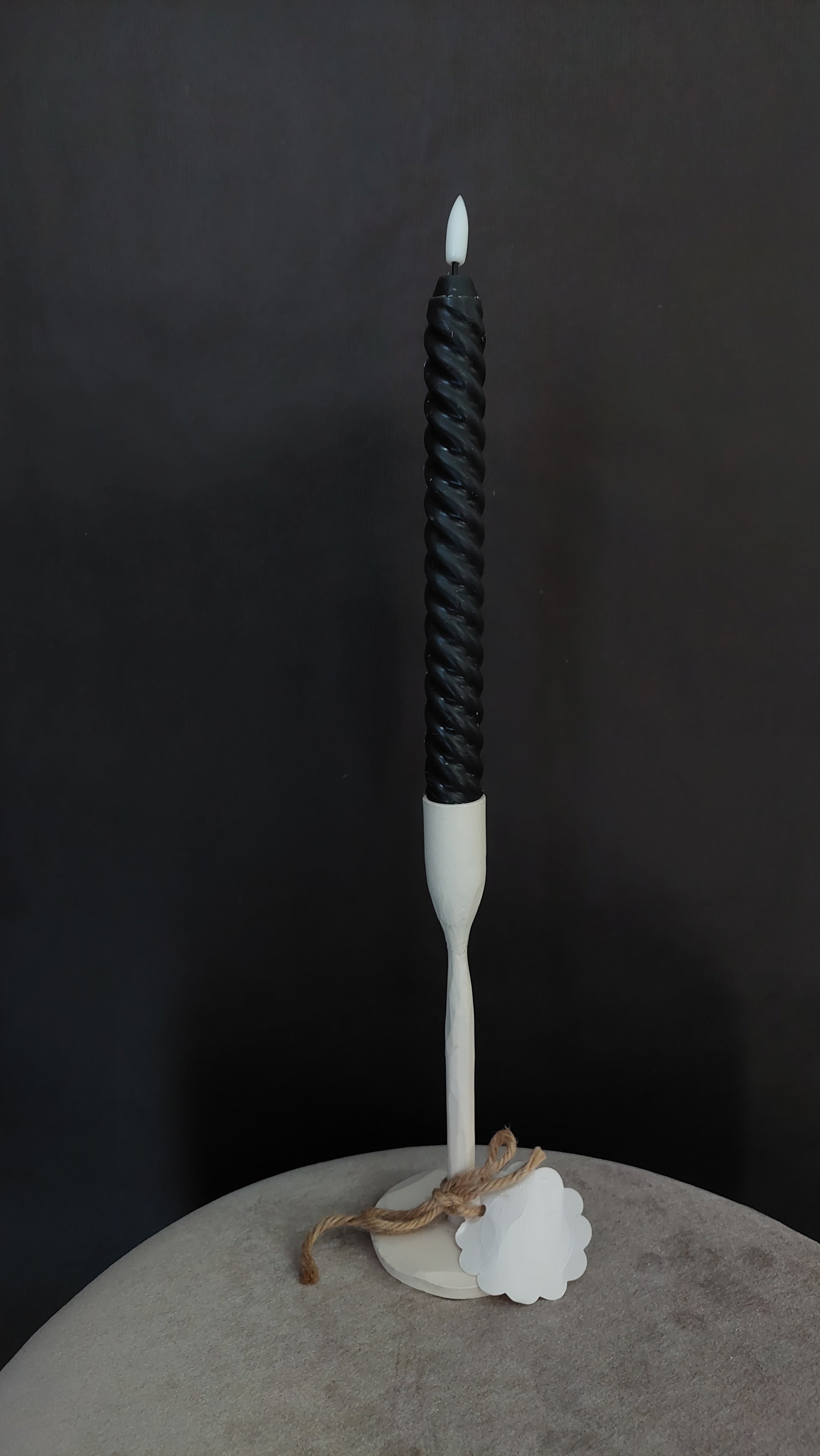 Kaarsenstandaard steen beige klein