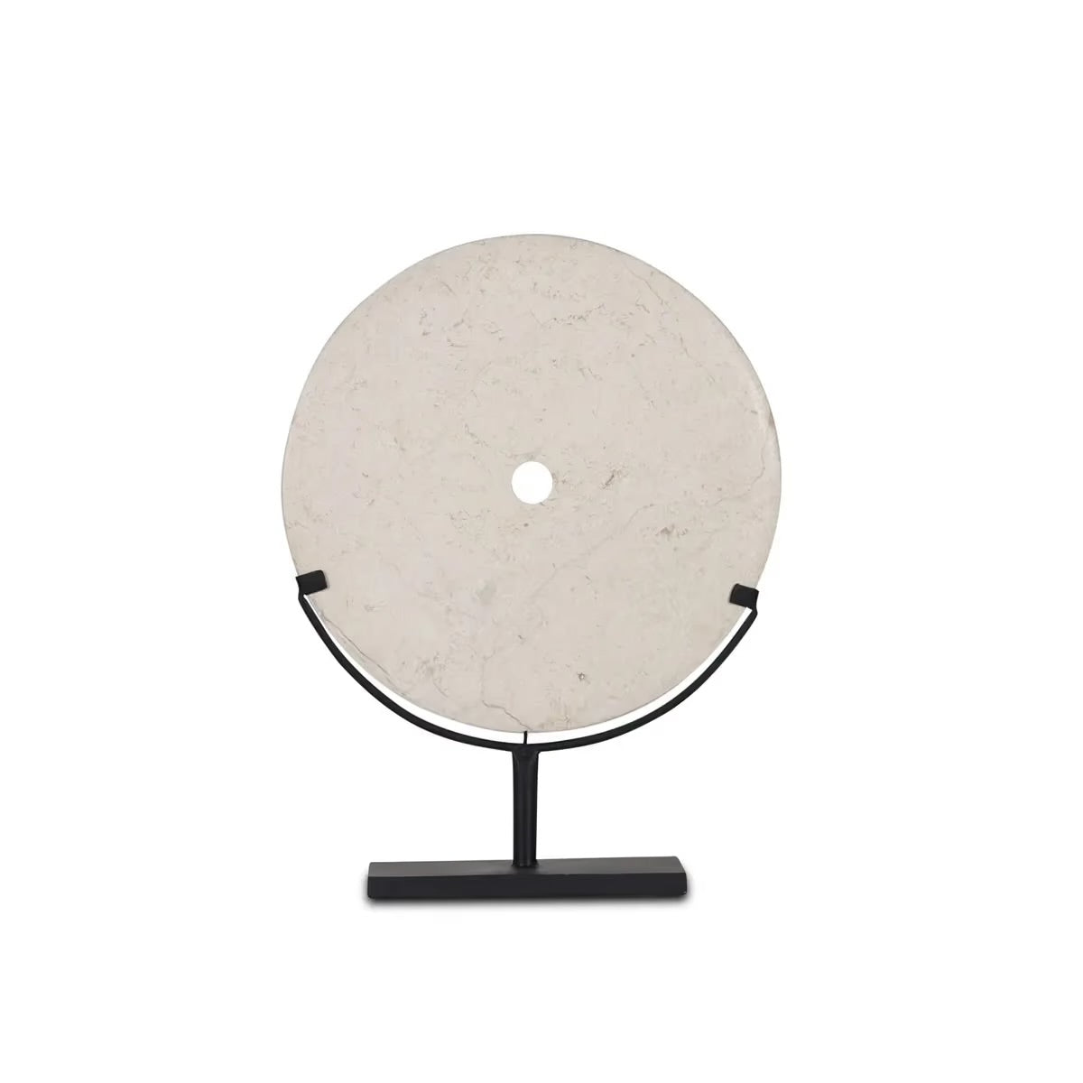 Luxe Marmeren Ornament op Zwarte Standaard 20 cm– Beige