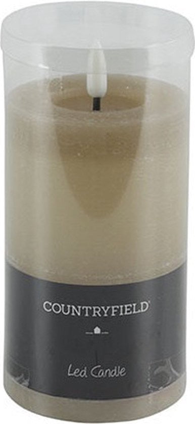 Countryfield Lyon LED kaars/stompkaars - beige - D7,5 x H12,5 cm - timer