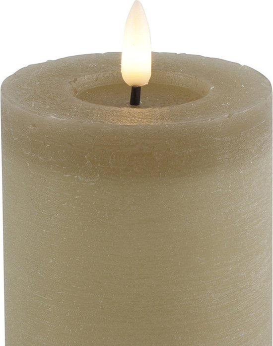 Countryfield Lyon LED kaars/stompkaars - beige - D7,5 x H12,5 cm - timer