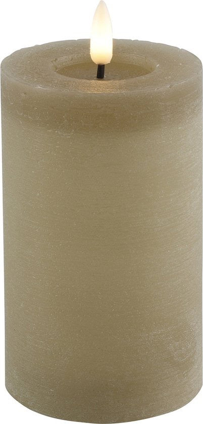 Countryfield Lyon LED kaars/stompkaars - beige - D7,5 x H12,5 cm - timer