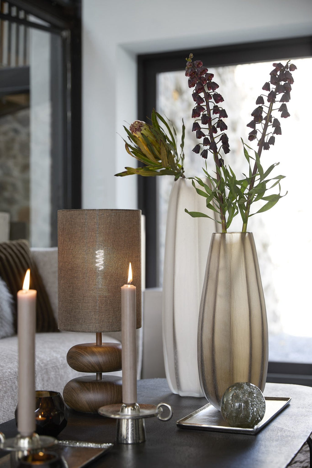 Light & Living Vaas Ø17,5×44,5 cm BRADLEY glas licht bruin