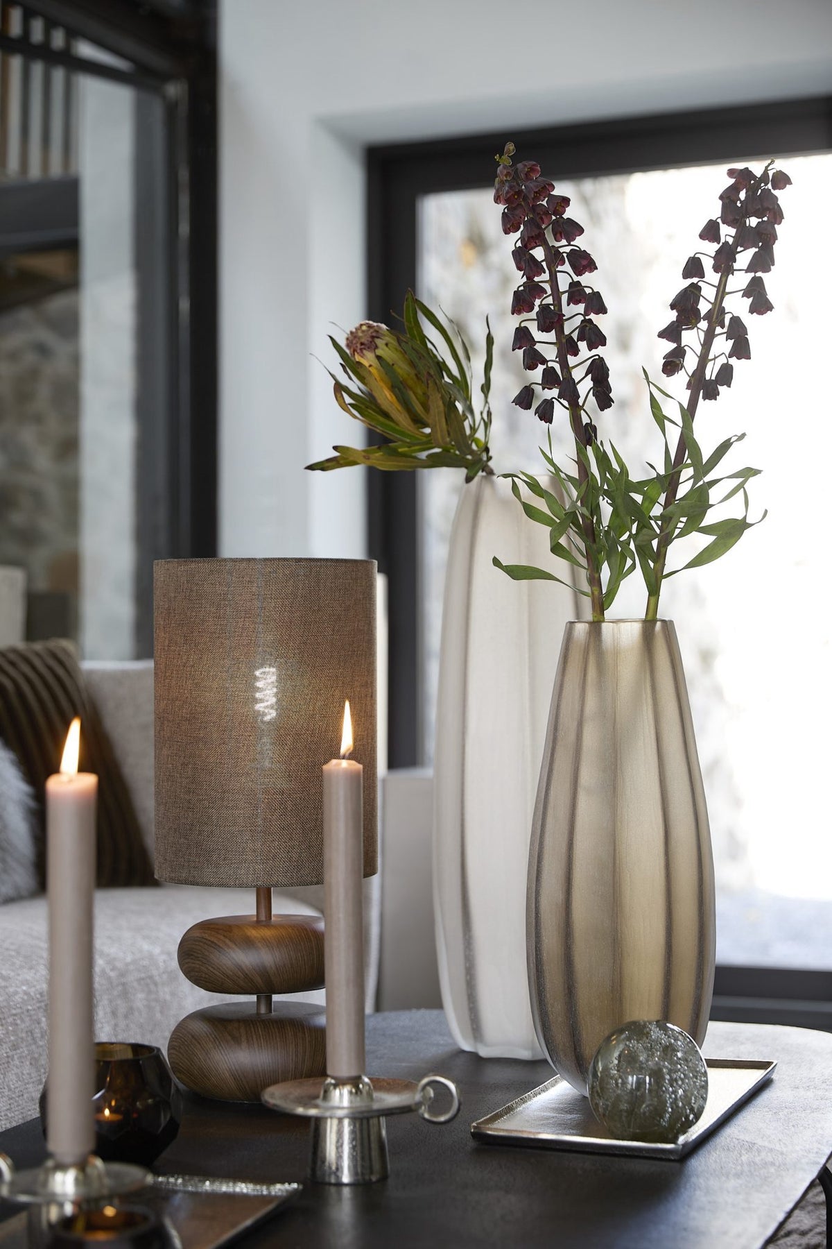Light & Living Vaas Ø17,5×44,5 cm BRADLEY glas licht bruin