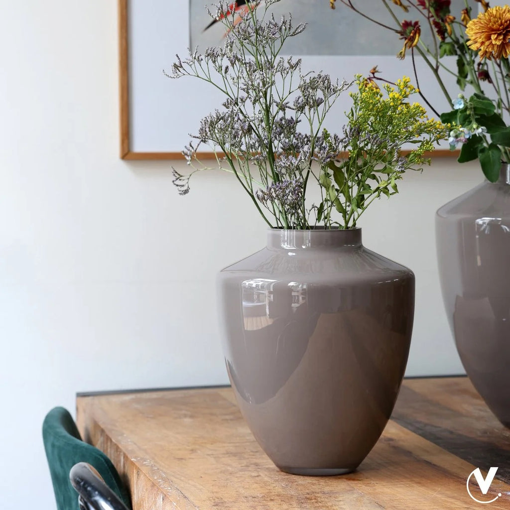 Tugela glazen vaas glans Earth bruin-grijs –  | Vase The World | maat s