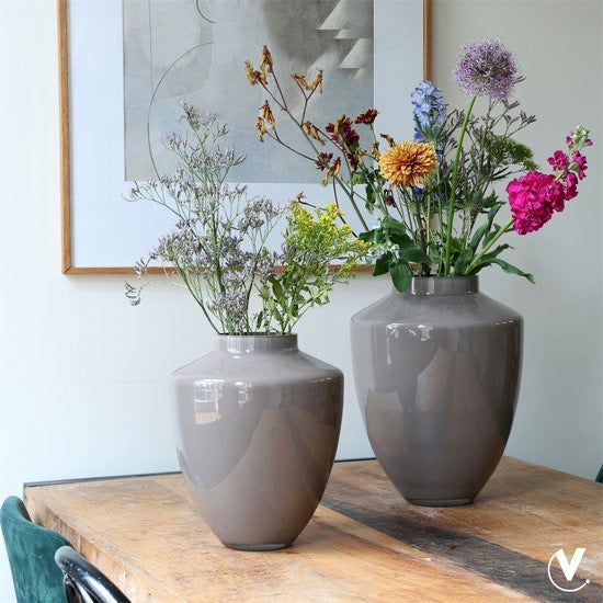 Vaas Tugela | Earth - Taupe | Mond geblazen glas | Ø24,5 x H29 cm