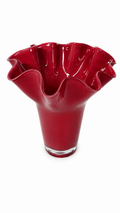 Hardroze Glazen Vaas met Organische Rand – 34 cm