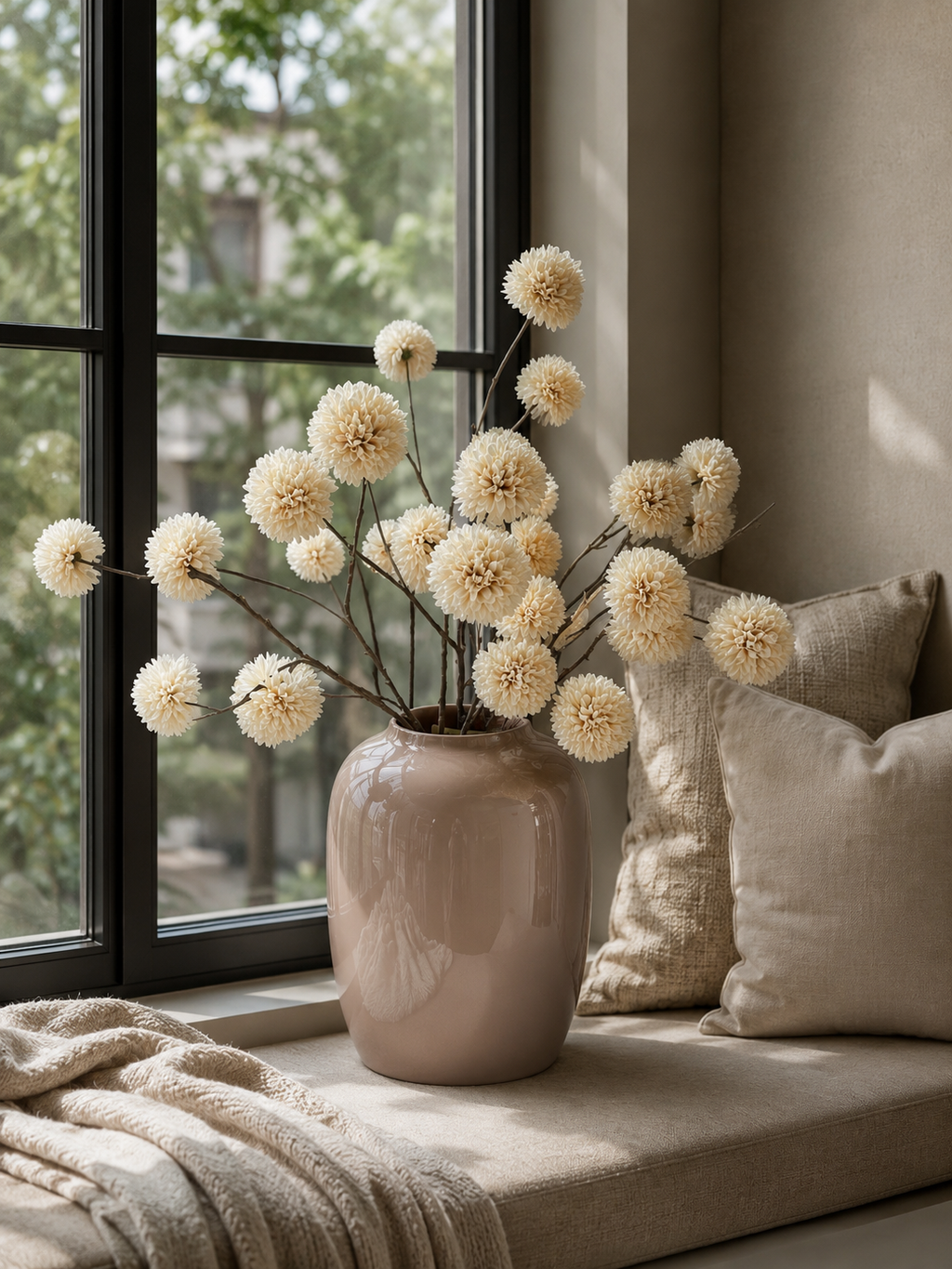 Beige Pompom Tak