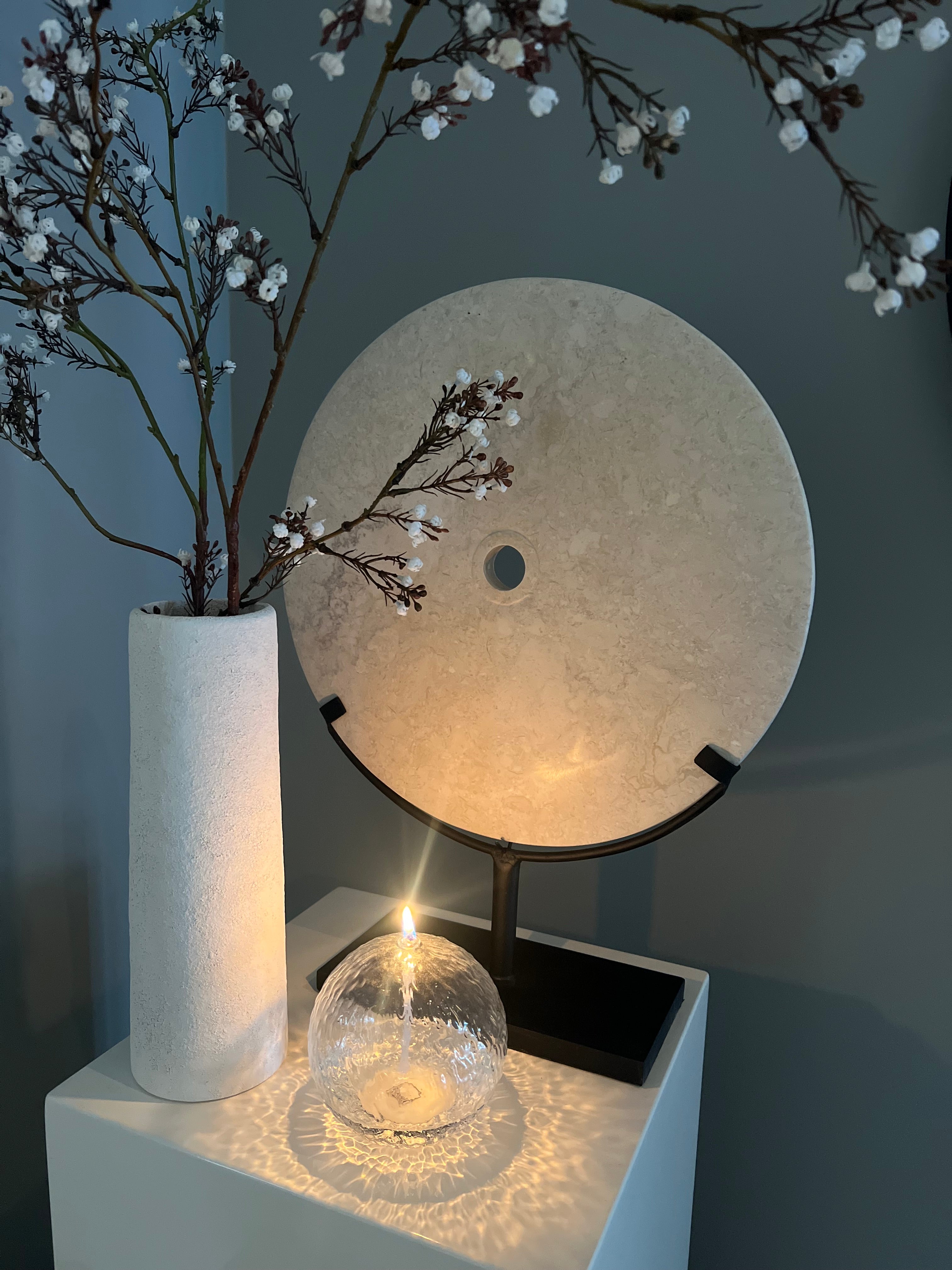 Marmer molensteen op standaard 40 cm