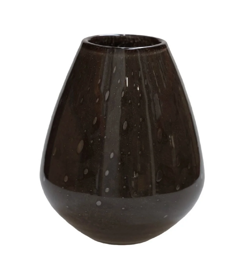Tasman Elite vaas S, H20 cm Ø18 cm, donkerbruin glas met luchtbellen, Vase The World